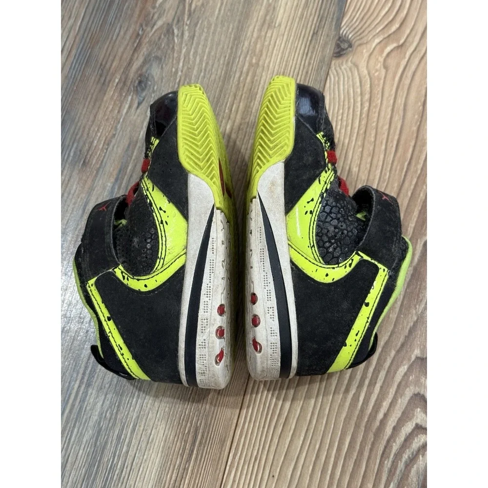 Nike Air Jordan Baby Size 8C Black Neon Green High Tops Sneakers Shoes - Picture 5 of 7